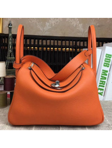 Hermes Lindy 26cm/30cm in Togo Leather with Silver Hardware Orange (Half Handmade)