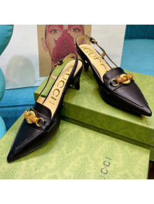 Gucci Lambskin Slingback Pump with Bamboo Horsebit ‎Black 2021