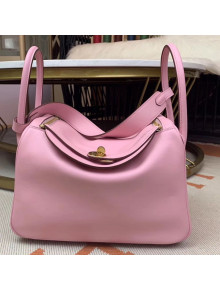 Hermes Lindy 26cm in Swift Leather with Gold Hardware Sakura Pink (Half Handmade)