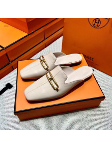 Hermes Esmee Mule with Iconic Roulis Buckle Off-white 2022(Handmade)