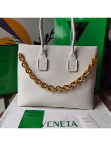 Bottega Veneta Grained Leather Large Chain Tote Bag White 2022 668782