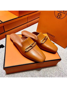 Hermes Esmee Mule with Iconic Roulis Buckle Brown 2022(Handmade)