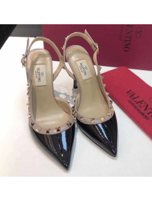 Valentino Rockstud Patent Leather Slingback High-Heel Pump Black 2019