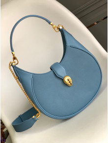 Bvlgari Serpenti Ellipse Calf Leather Medium Shoulder Bag Blue 2022