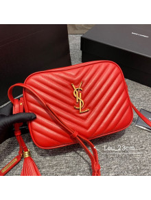 Saint Laurent Lou Camera Shoulder Bag in Quilted Leather 520534 Red 2020