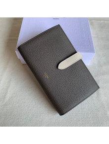 Celine Palm-Grained Leather Large Strap Wallet Grey/White 2022 12