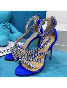 Jimmy Choo Crystal Suede Strap Sandals 10cm Blue 2021