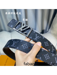 Louis Vuitton Monogram Eclipse Canvas Belt 4cm with Framed LV Buckle Black/Shiny Silver 2021 01