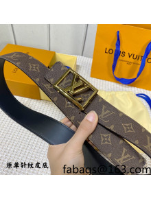 Louis Vuitton Monogram Canvas Belt 4cm with Framed LV Buckle Black Leather/Shiny Gold 2021 02