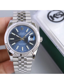 Rolex Datejust Watch 41mm Silver/Blue 04