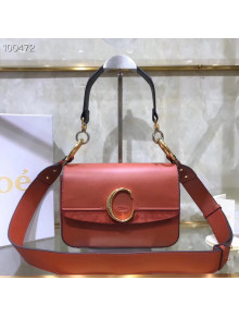 Chloe Shiny & Suede Calfskin Small Chloe Double Carry Bag Orange 2019