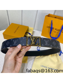 Louis Vuitton Monogram Eclipse Canvas Belt 4cm with Framed LV Buckle Black/Shiny Gold 2021 04