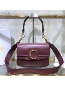 Chloe Shiny & Suede Calfskin Small Chloe Double Carry Bag Burgundy 2019