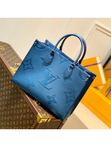 Louis Vuitton OnTheGo MM Tote Bag in Giant Monogram Leather M45595 Blue 2021