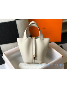 Hermes Picotin Lock Bag 18cm in Togo Calfskin White/Gold 2020