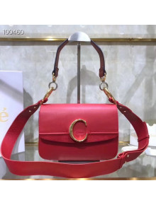 Chloe Shiny & Suede Calfskin Small Chloe Double Carry Bag Red 2019