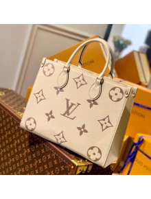 Louis Vuitton OnTheGo MM Tote Bag in Giant Monogram Leather M45495 White/Beige 2021