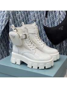 Prada Monolith Brushed Rois Leather and Nylon Boots Off-white 2021