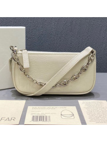 By Far Mini Rachel White Lizard Embossed Leather Bag 2020