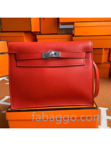 Hermes Kelly Danse Backpack in Evercolor Leather Red/Silver 2020