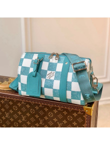 Louis Vuitton Men's City Keepall Bag in Damier Leather Teal N50076 Green 2021