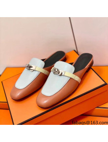 Hermes Oz Mule in Smooth Calfskin with Iconic Kelly Buckle Brown/Off-white 13 2022(Handmade)