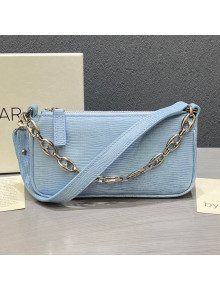 By Far Mini Rachel Blue Lizard Embossed Leather Bag 2020