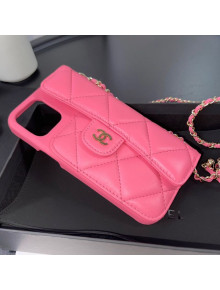 Chanel Lambskin Classic Case for iPhone XII Pro Max with Chain AP2082 Pink 2021