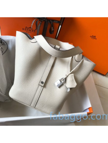 Hermes Picotin Lock Bag 22cm in Togo Calfskin White/Silver 2020