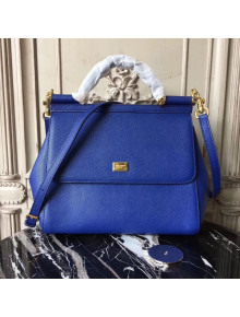 Dolce&Gabbana Classic Large Sicily Palm-Grained Leather Top Handle Bag 5517 Royal Blue 2020