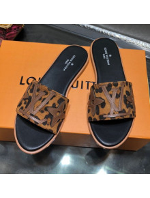 Louis Vuitton Lock It Flat Slide Sandals with Patchwork Logo Brown 2021