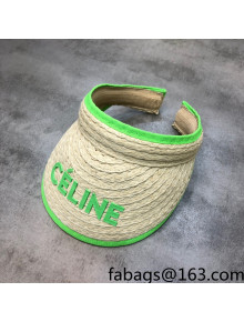 Celine Beige Straw Visor Hat Green 2021