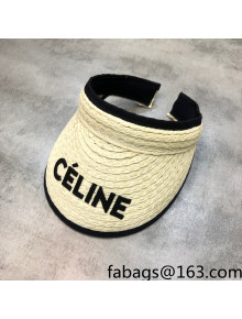 Celine Beige Straw Visor Hat Black 2021