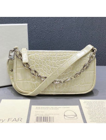 By Far Mini Rachel Cream White Croco Embossed Bag 2020