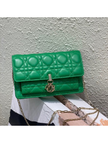 Dior Lady Dior Chain Pouch in Cannage Lambskin Green 2022 M68H