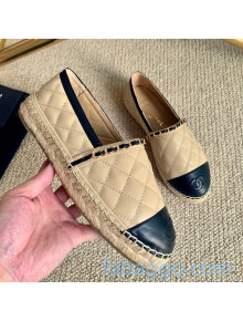 Chanel Quilted Lambskin Espadrilles G36966 Beige 2020