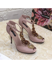 Dolce&Gabbana DG Calfskin Chain Sandals 10.5cm Pink 2021