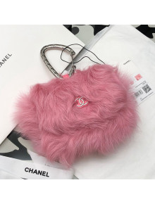 Chanel Shearling Lambskin Card Holder with Jewel Hook AP2397 Light Pink 2021