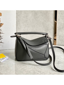 Loewe Puzzle Mini Bag in Litchi-Grained Calfskin Coal Grey 2022 10173