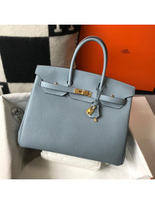 Hermes Birkin Bag 35cm in Togo Leather Blue Linen 2021