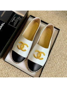 Chanel Leather Metal CC Espadrilles White 2020