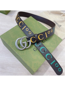 Gucci 100 Print Leather Belt 3cm Black/Brown/Aged Silver 2021 23