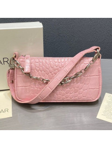 By Far Mini Rachel Pink Croco Embossed Bag 2020