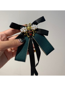 Gucci Bee Bow Brooch Black/Green 2020