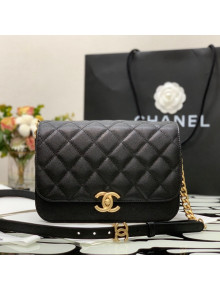 Chanel Grained Calfskin Messenger Bag AS2824 Black 2021 