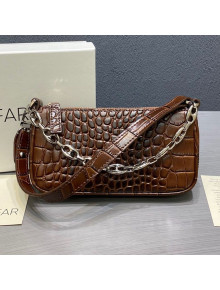 By Far Mini Rachel Nutella Brown Croco Embossed Bag 2020