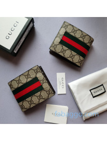 Gucci Men's Bi-fold Web GG Supreme Canvas Wallet 408827 Beige 2020