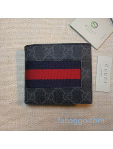 Gucci Men's Bi-fold Web GG Supreme Canvas Wallet 408827 Black 2020