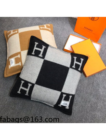 Hermes Avalon Wool Pillow 55x55cm Black 2021