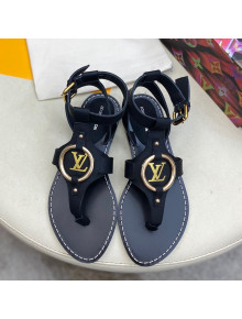 Louis Vuitton Faro Flat LV Circle Thong Sandals Black 2021